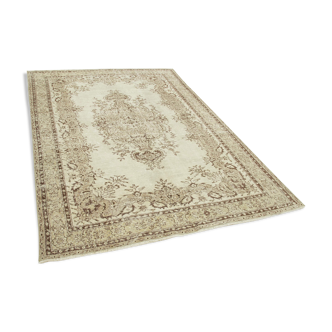 Handwoven wool anatolian beige carpet 173 cm x 253 cm - 38906