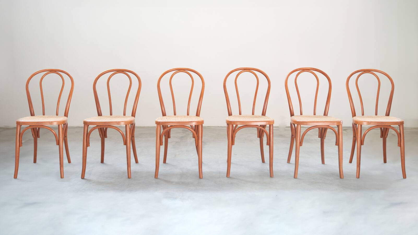 Bent beech wood chairs with straw seats, no. 34 total, 1990-2000