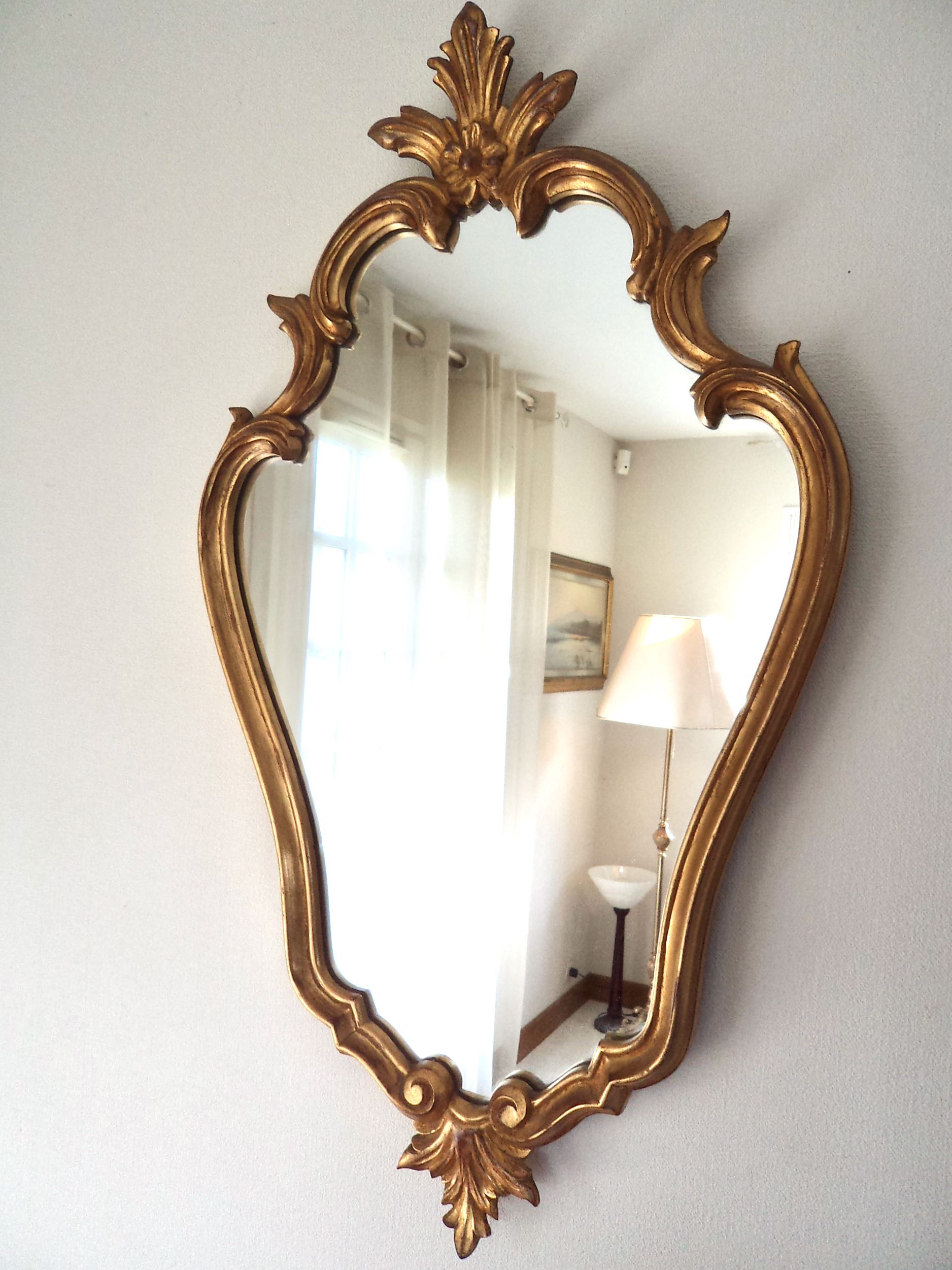 Baroque mirror in gilded wood - 86x50 cm - 60s