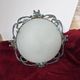 Antique 2-bulb ceiling light from the 30s-40s, art deco, in worked metal and frosted glass