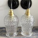 Pair of vintage chiseled glass sconces