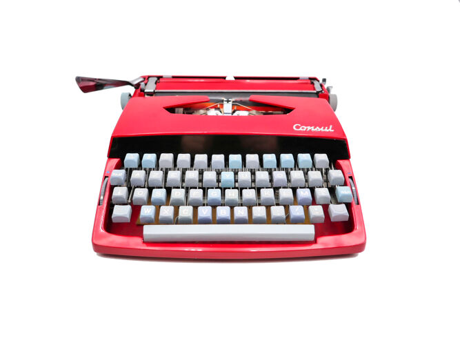 Machine à écrire Consul rouge cerise vintage révisée ruban neuf