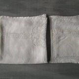 Nappe a thé ancienne brodée+6serviettes assorties