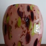 La rochere glassware vase in pink and multi-colored multi-layered glass signed