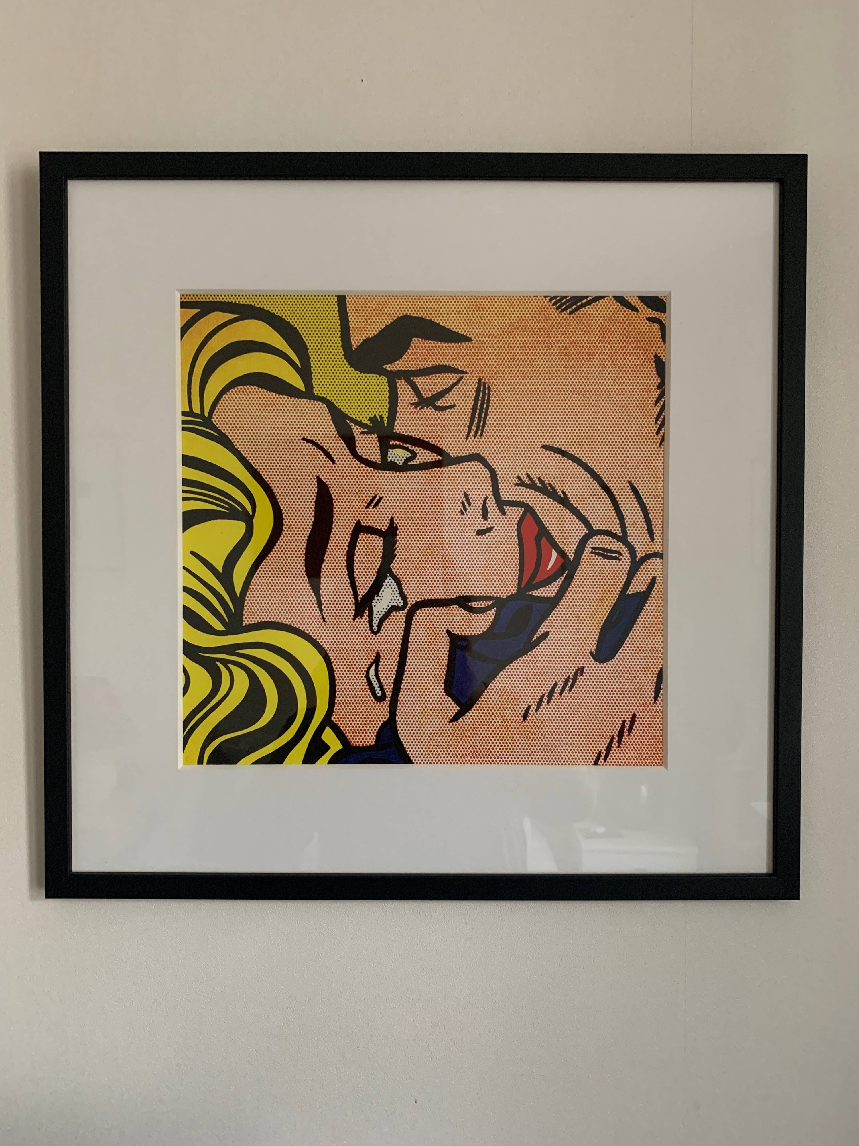 Original pop-art poster, reissue by Roy Lichtenstein "kiss v 1964"