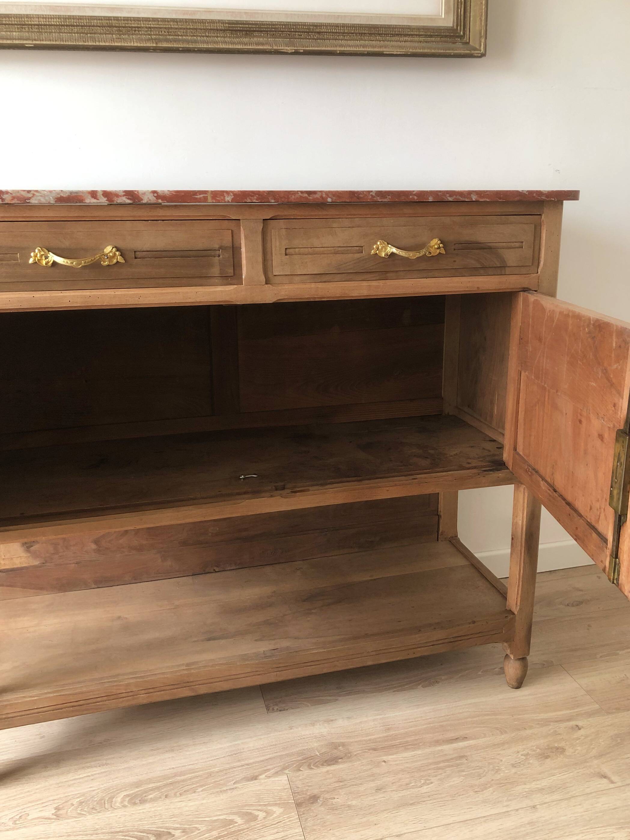 Vintage solid wood sideboard / serving trolley, Art Deco style