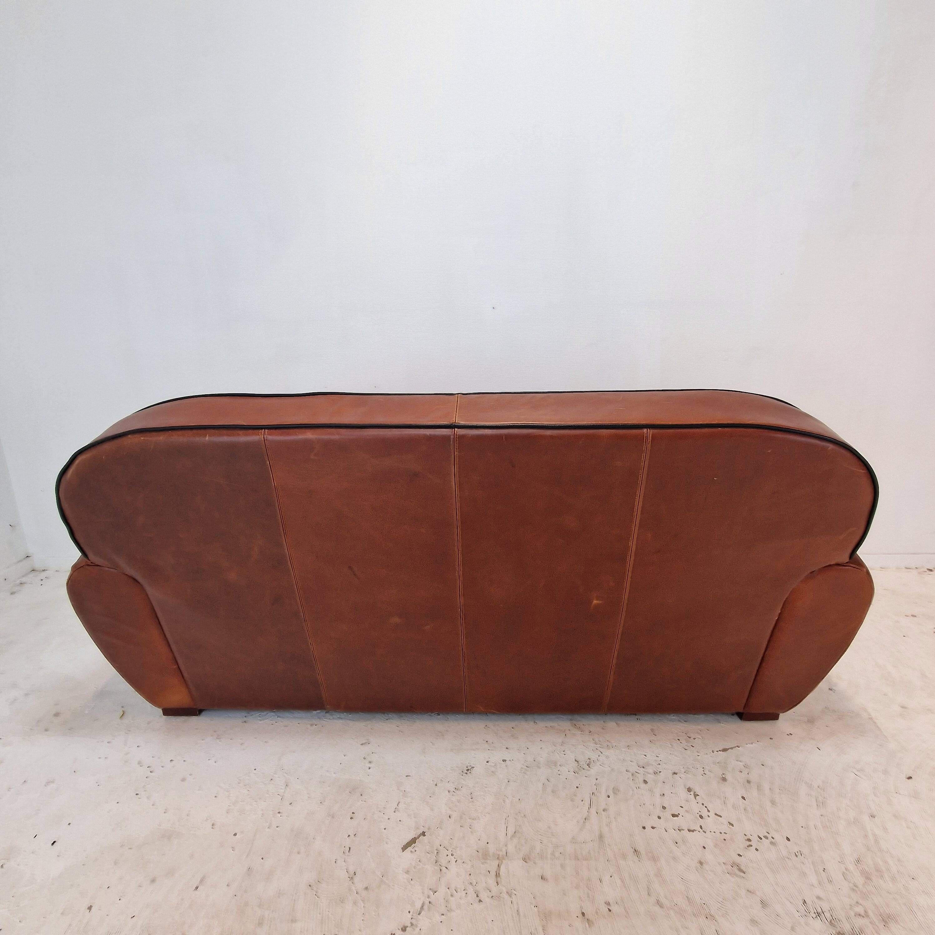 Set of 2 Club Chairs and 1 Sofa in Saddle Leather by Jan Frantzen, Netherlands
