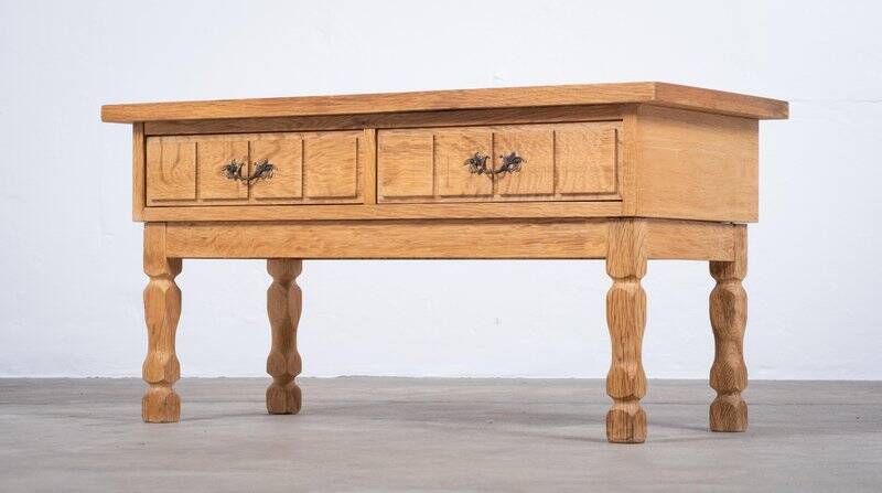 Oak Hall Piece with Tiles by Henning Kjærnulf, Denmark, 1960s