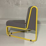 Yellow tubular modular bench & gray fabric