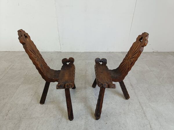 Ensemble de tabourets brutalistes espagnols, 1950