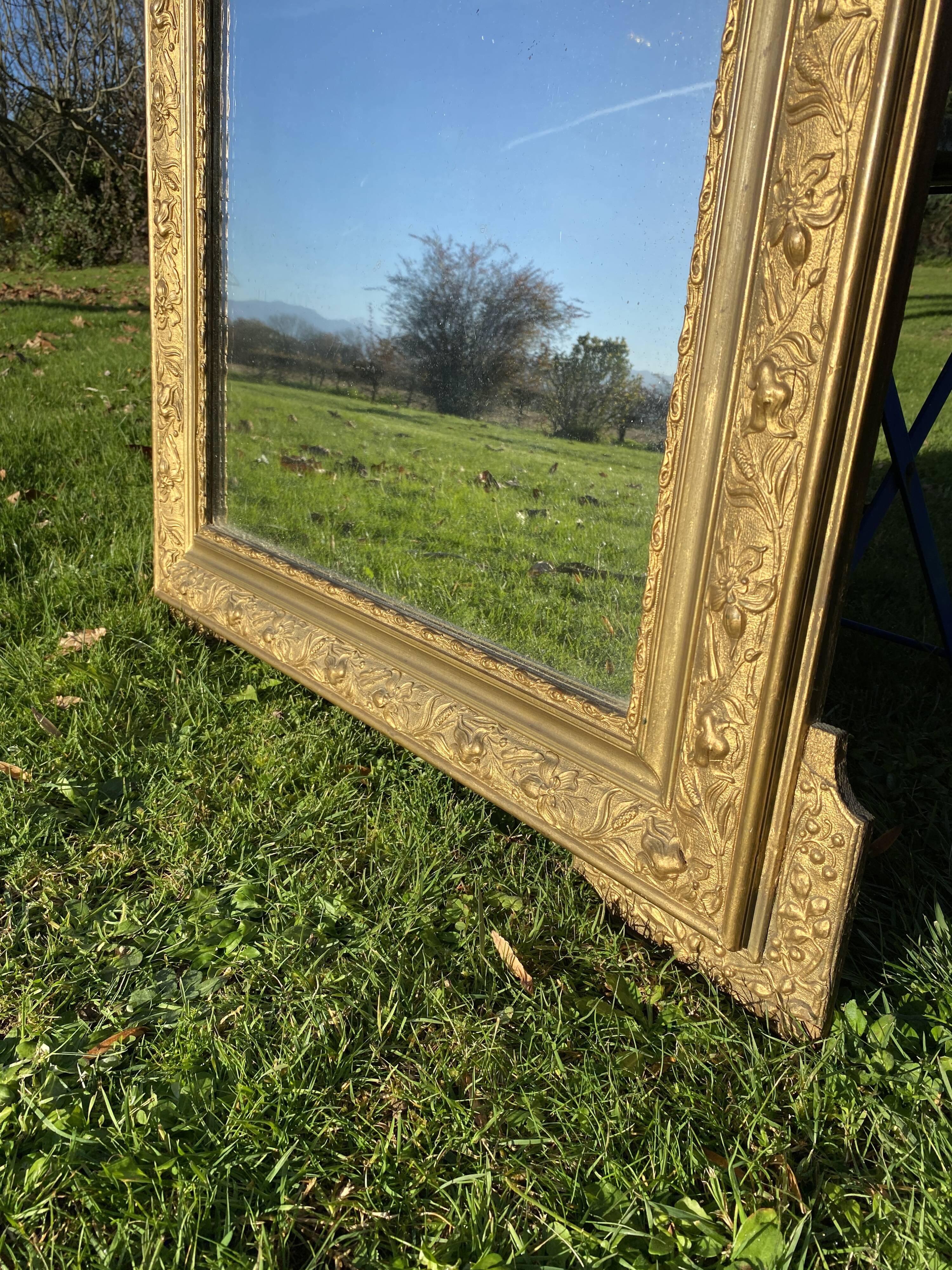 Large antique mercury-gilded mirror from the Napoleon III period