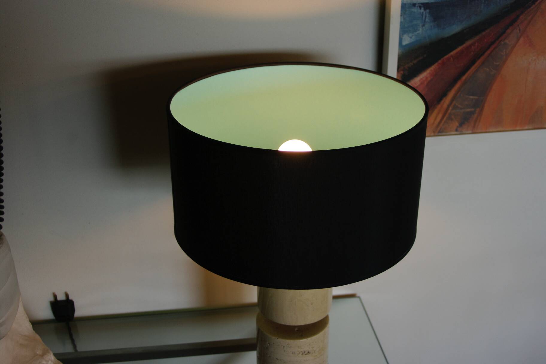 Travertine living room lamp by Philippe Barbier 1970