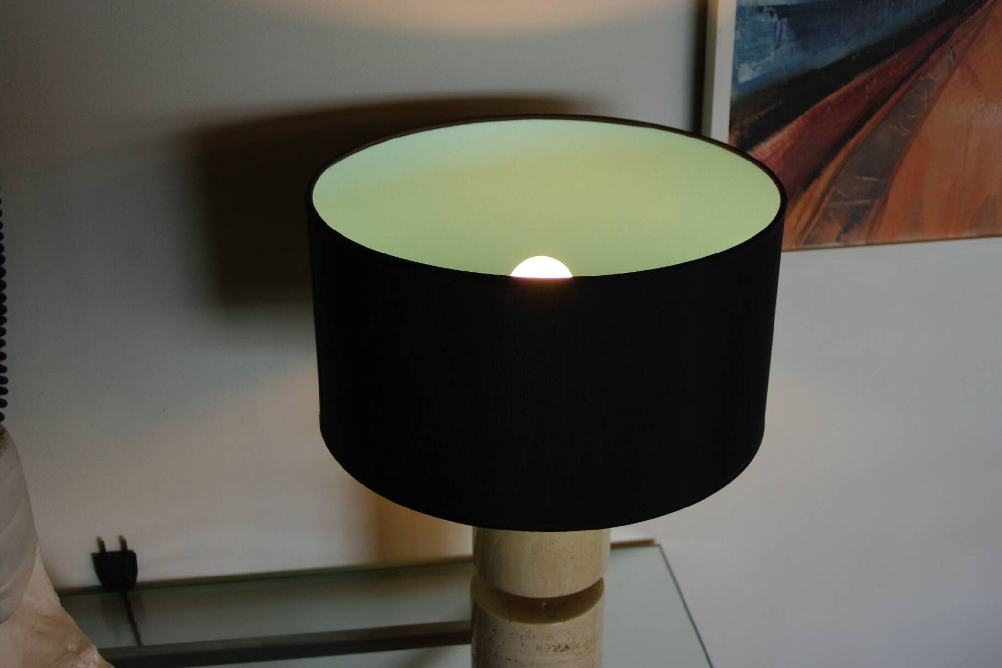 Lampe de salon en travertin par philippe barbier 1970