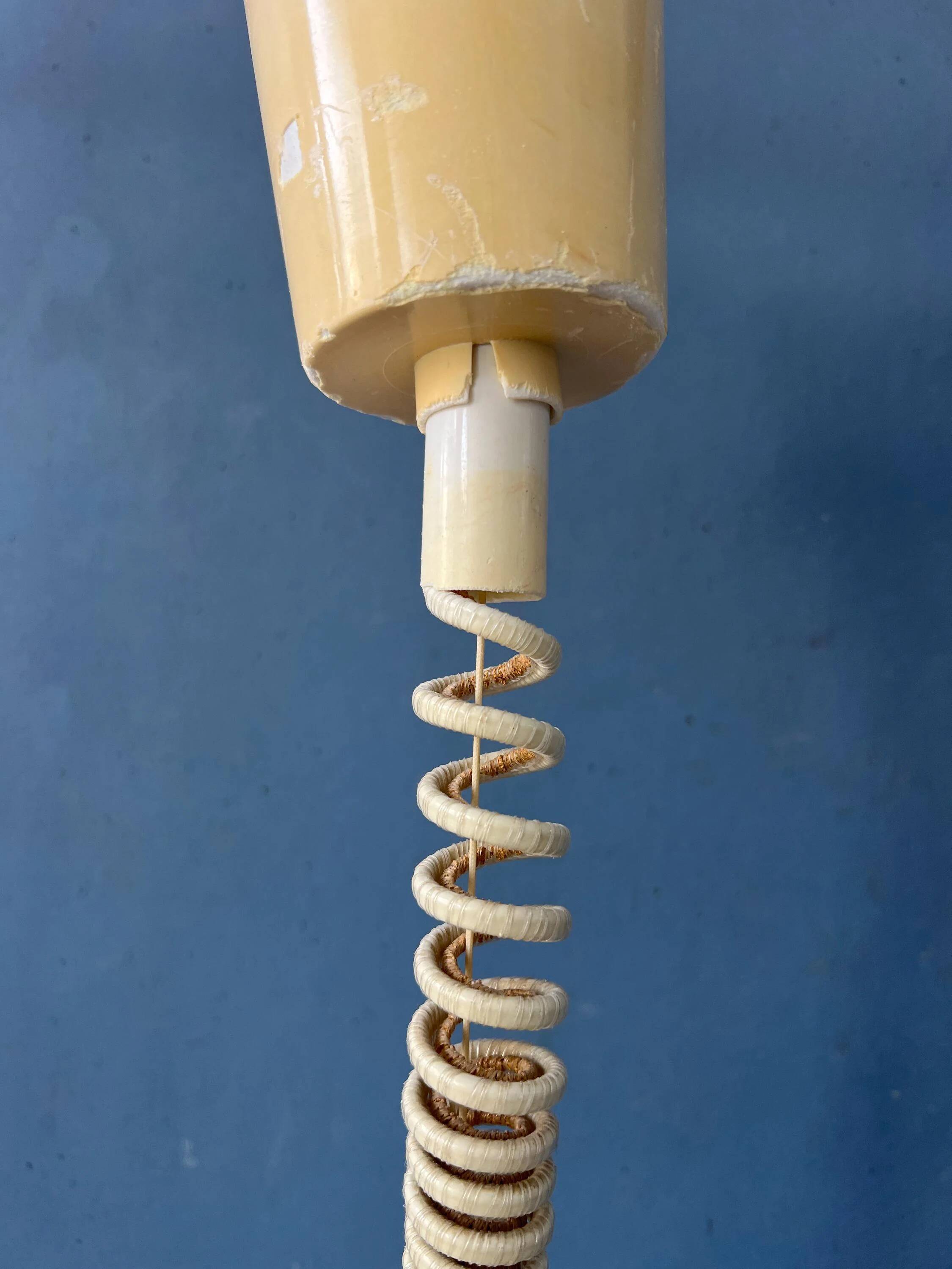 Mid-century brown Bony suspension with opaline glass shade.