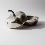 Vintage 1970s silver-plated pumpkin box with lid.