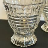 Pair of vintage geometric semi-crystal vases