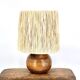 Wooden ball lamp, raffia lampshade, 1970s