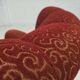 1960s, Danish relax armchair, original red furniture wool, oak wood legs.