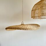 Rattan suspension or shade in the shape of a braided undulating circular tray d:80