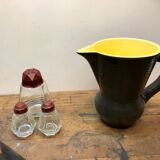 Digoin Sarreguemines vintage black lead ceramic pitcher 60s