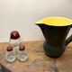 Digoin Sarreguemines vintage black lead ceramic pitcher 60s