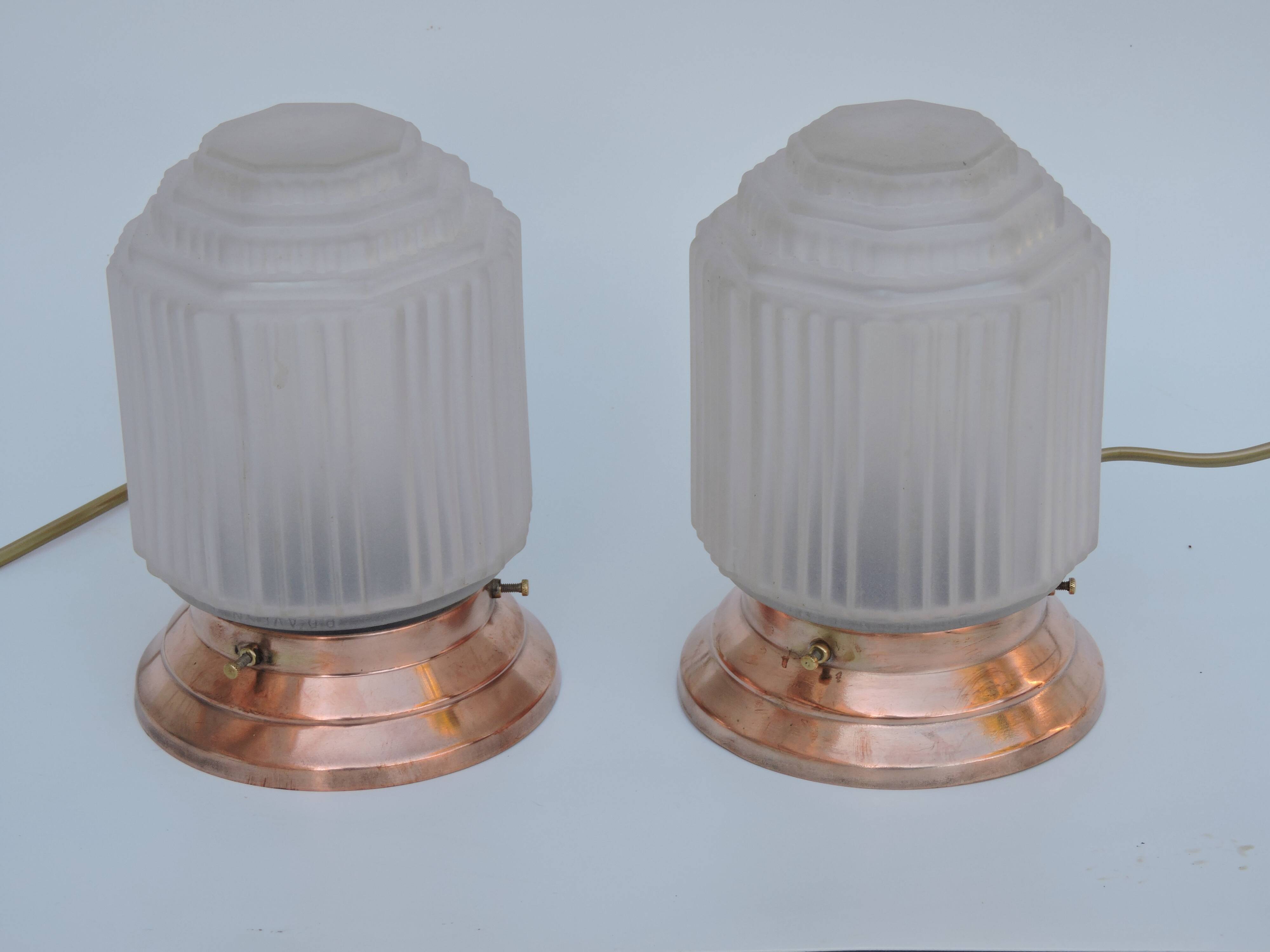 Pair of lamp building modernist art deco skyscraper skyscraper 1930 sign p d'avesn france