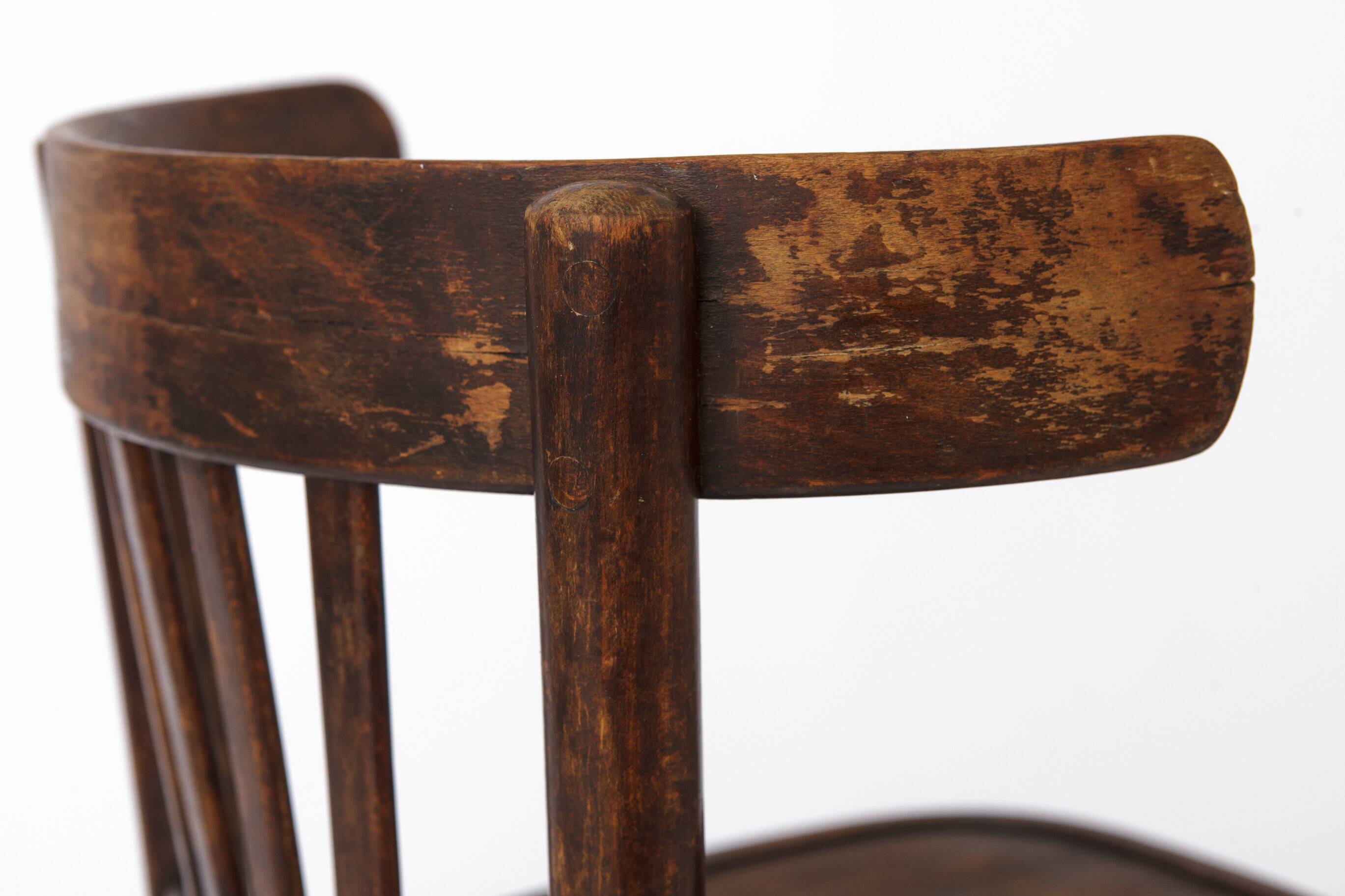 Vintage Wooden Desk Chair 1930s–1950s, Belgian Beech Wood Chair