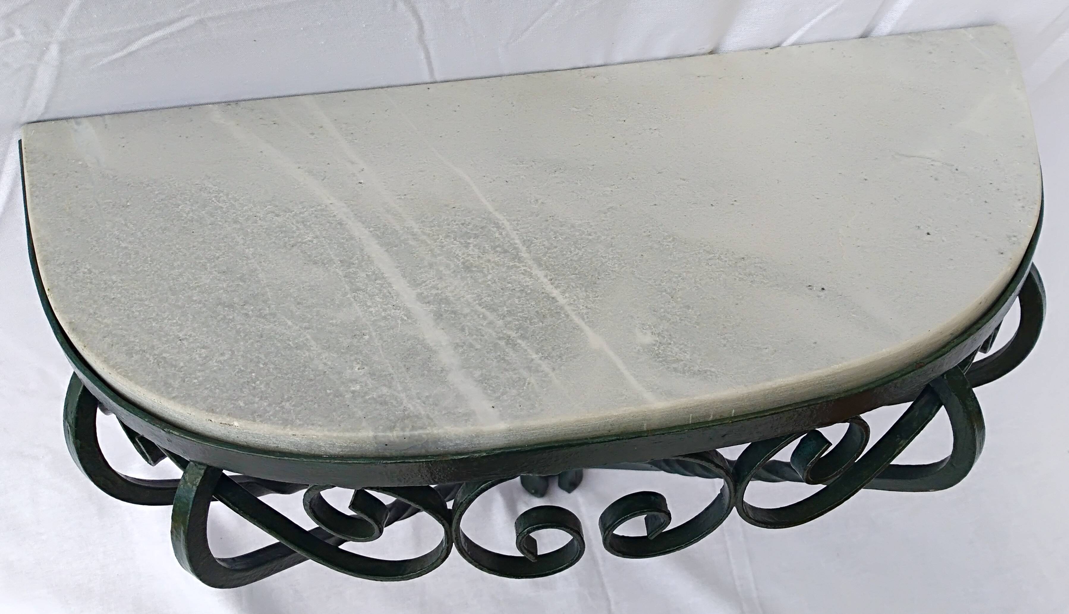 Marble wall console wrought iron structure