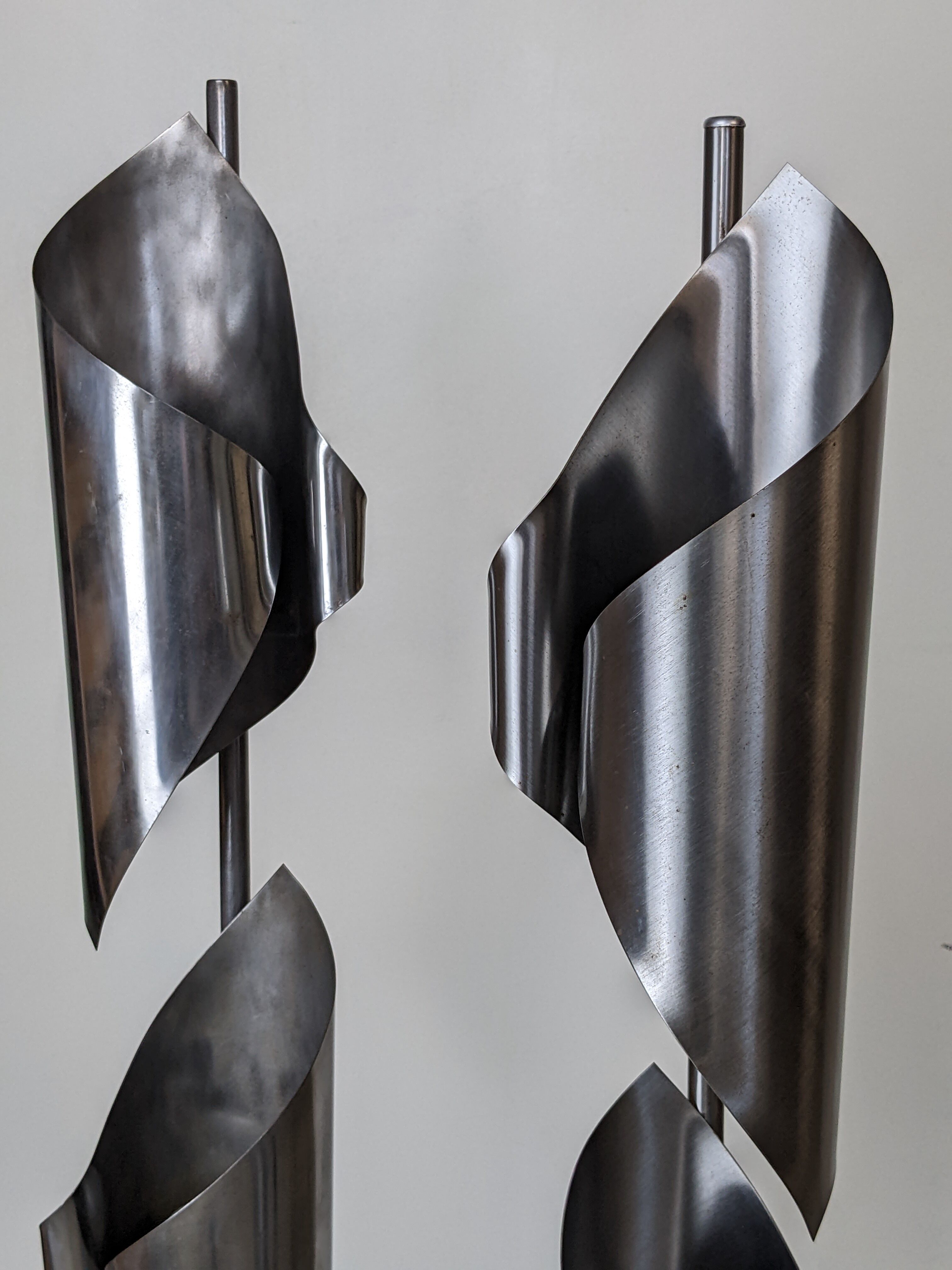 Pair of Space Age Stainless Steel Street Lights - 70s