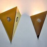 Pair of “Soleil” wall lights by Italo Valenti, brass and silver, Spain 1970