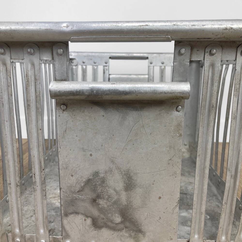 Large industrial aluminum laundry crate from the 60s