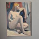 Oil on canvas portrait contemporary painting pastel tones