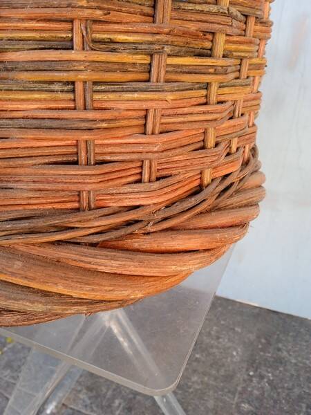 Cache pot 43 cm panier rotin vintage ep 1960