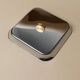 Vintage stainless steel serving tray Inoxpran Orchidea line, silver with gold-plated edge, Italian 1980s design