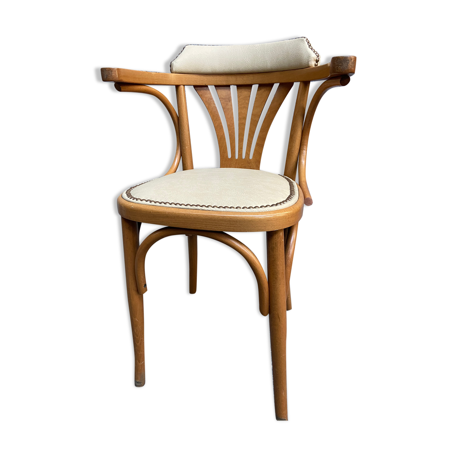 Office armchair curved wood  vintage 80s