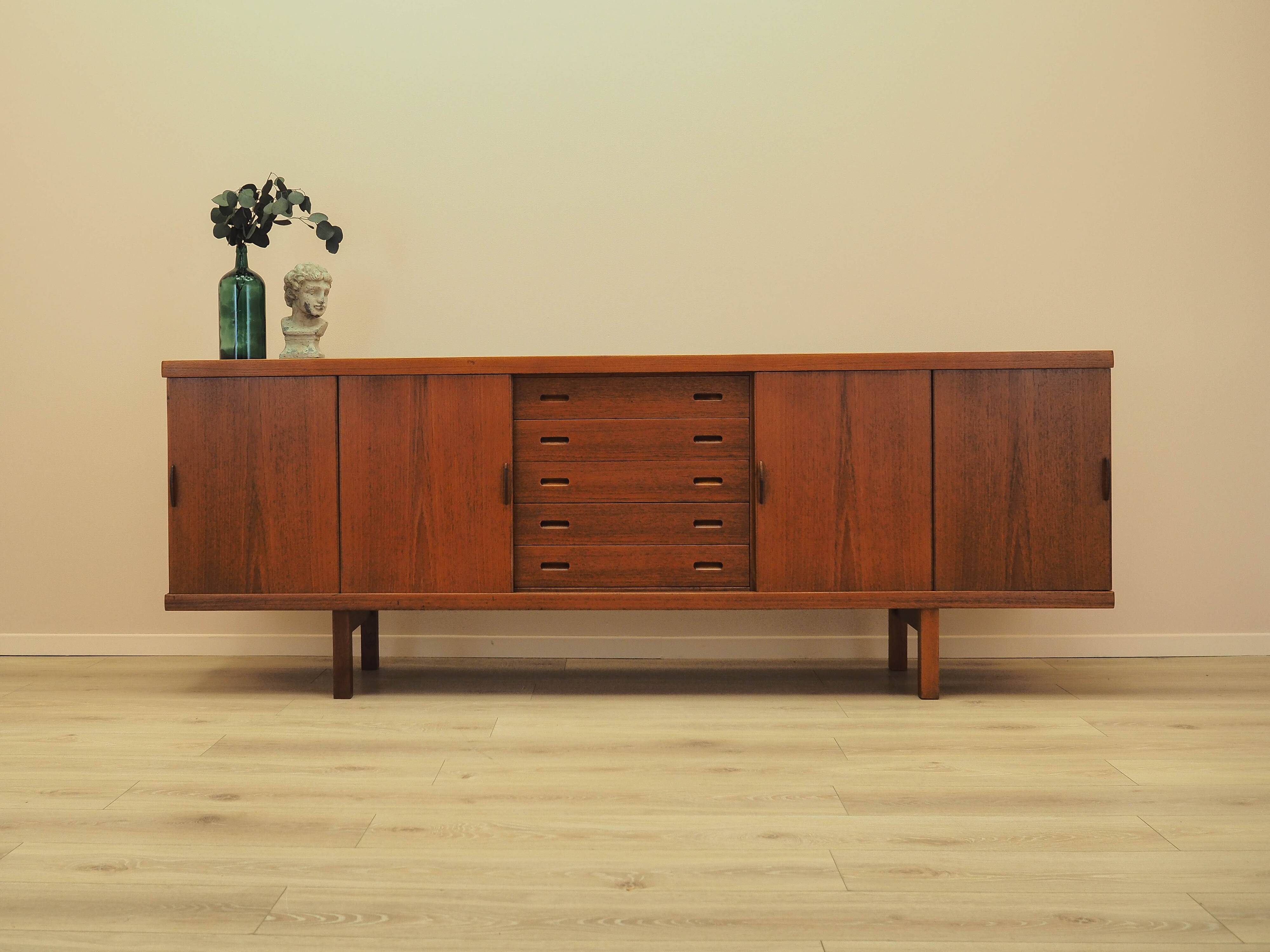 Teak sideboard with sliding doors, Denmark, 1960s