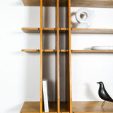Italian shelving unit in walnut, bespoke vintage architect piece - 1980's