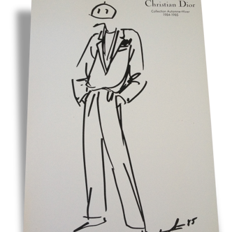 Christian Dior: jolie illustration/ tirage dessin/croquis de mode de presse