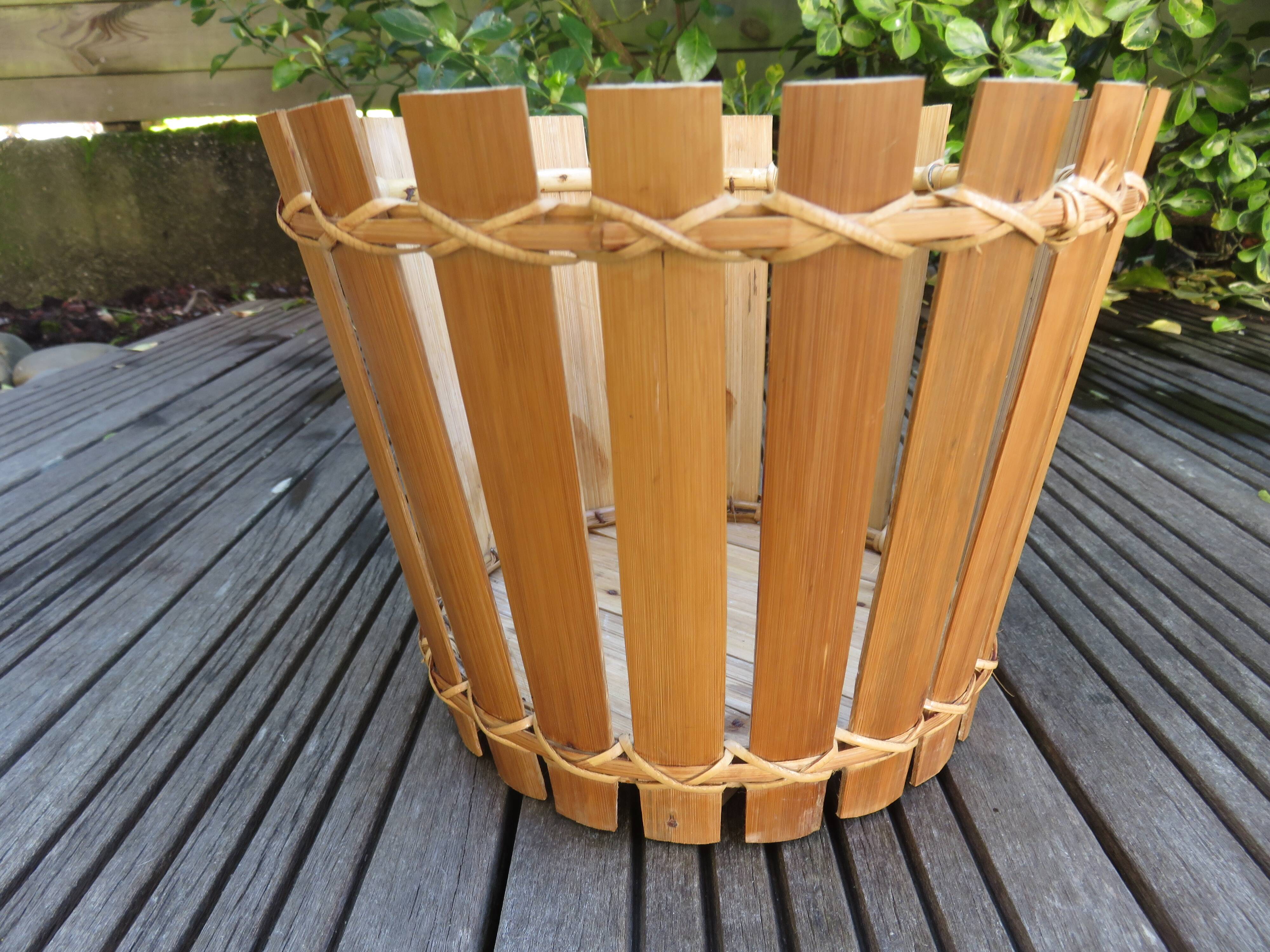 Série de 3 cache pots en bambou années 70