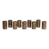 Set of 9 liqueur or shot glasses in pyrite stoneware
