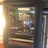 Beveled leather mirror 90x70