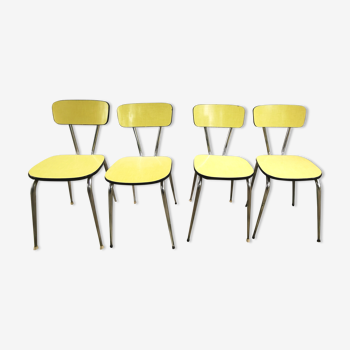 Suite de 4 chaises formica jaune