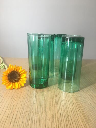 6 verres hauts 1970 couleur vert