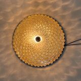 Mid-century wood & glass flush mount, 1960's