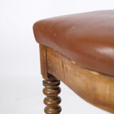 Set of eight late empire chairs in high quality brown leather in mahogany
