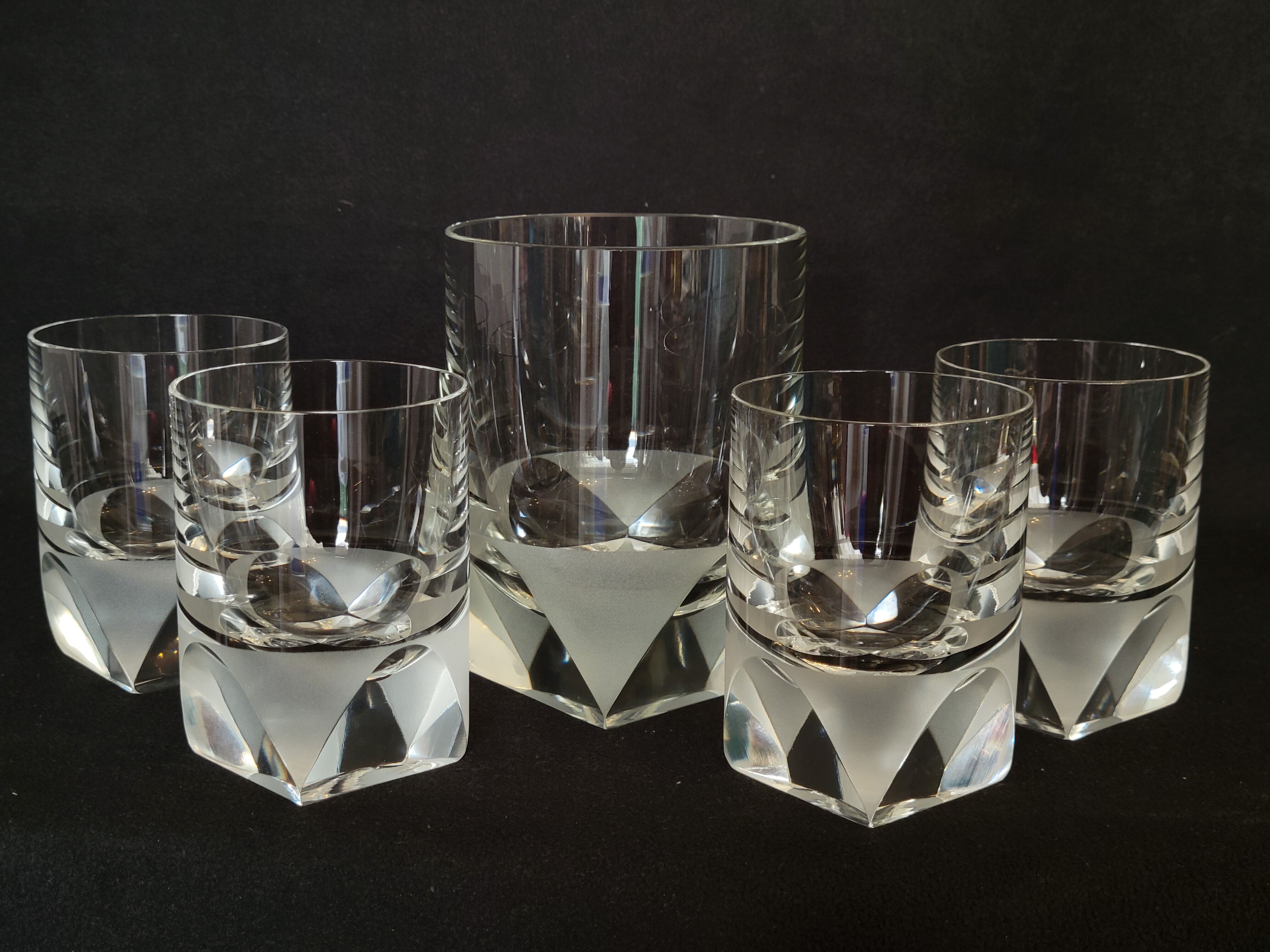 4 Rosenthal crystal whisky glasses + ice bucket + 2 shot glasses