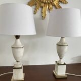 Pair of Art Deco marble and brass lamps