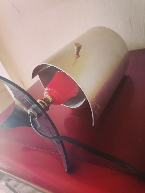 Lampe  chevet bureau style guariche rockabilly acier brosse 1960