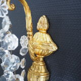 Pair of wall lamps two bronze lights with grapevines and crystal garlands – Louis XV style