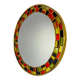 Spanish hand-painted ceramic-style mosaic circular mirror, 1970s